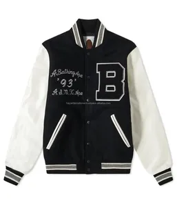 Veste bomber de baseball pour homme de haute qualité, logo personnalisé, broderie B, col montant, devant, NOUVEAU, fabrication en usine, vente en gros - Product Image 4