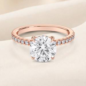 Juego de puntas de anillo de compromiso de solitario de diamante de corte redondo cultivado en laboratorio de 2,30 quilates en oro sólido para mujer - Product Image 2