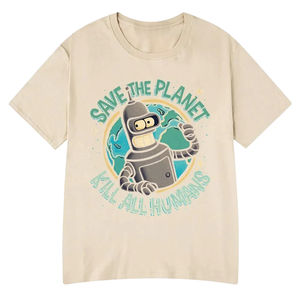 T-shirt à manches courtes pour femmes, imprimé graphique amusant, Save The Planet Kill All Humans, à la mode, vêtements d'été - Product Image 4