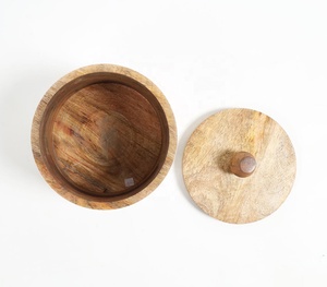 Creativo bajo MOQ hecho a mano torneado de madera de acacia tarro con tapa Fabricante Mayorista venta directa de fábrica - Product Image 2