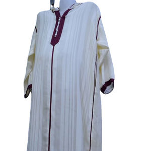 Robe d'hiver Djellaba marocaine en lin, soie et polyester respirant, sur mesure ODM, taille XS, prête à porter, décontractée, longueur cheville - Product Image 4