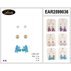 Orecchini a Lampadario Linda Fashion Placcati Oro con Cristalli Geometrici da 8 mm, Set di Gioielli da Donna per Feste - Product Image 4