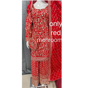 Conjunto de diseñador Allover Zarkan Work Georgette Plazo Gharara con dupatta bordada y bolso a juego para fiestas - Product Image 5