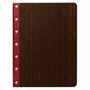 Cubierta de Menú de Madera Marrón DIVRIS con Remaches Metálicos, Capacidad para Múltiples Páginas, para Restaurantes y Hoteles - Product Image 4