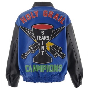 Veste d'université de baseball pour hommes personnalisable avec patchs de broderie en chenille d'hiver en cuir véritable Style Letterman - Product Image 3