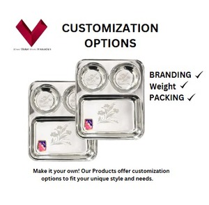 Article le plus vendu en 2025, assiette rectangulaire en acier inoxydable à trois compartiments, assiette à dîner, vaisselle de qualité alimentaire design - Product Image 3