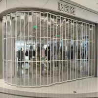 Porte pliante en polycarbonate cristal, volets accordéon en aluminium, porte de devanture transparente coulissante