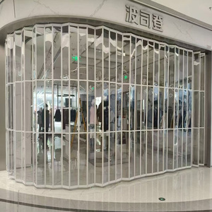 Porte pliante en polycarbonate cristal, volets accordéon en aluminium, porte de devanture transparente coulissante - Product Image 1
