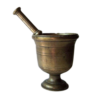 Mortero y Pilón de Acero Inoxidable y Bronce - Molinillo de Especias Ecológico con Diseño Personalizable, Tazón Antiguo para Hierbas, Pesto y Polvo