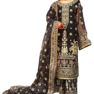 เสื้อเชิ้ตผ้าชีฟองปักลายเต็มกำลังมาใหม่ล่าสุดของปากีสถานออกแบบได้ตามที่ต้องการ - Product Image 1