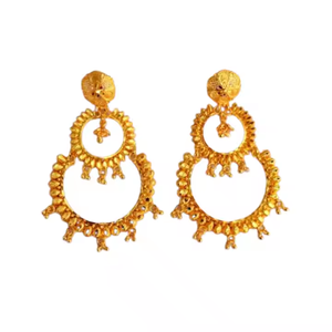 Vente directe du fabricant Ensemble de boucles d'oreilles avec un design traditionnel Boucles d'oreilles de style Jhumka plaquées or 22 carats Bijoux pour femmes à porter - Product Image 2