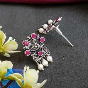 Indian Antique Peacock Pendant <b>Chain</b> Crystal Necklace Set Faux Pearl Drop Dangle <b>Earrings</b> Indian Wholesaler Jewelry for Women - Product Image 5