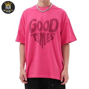 T-shirt à vendre personnalisé de style streetwear à coupe carrée avec strass pour hommes T-shirt 100% coton pour hommes coupe ample - Product Image 2