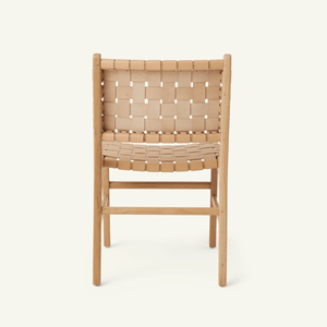 Silla de comedor de madera maciza con estilo nórdico Clarine con acabado de cuero Crema para uso doméstico y hotelero, diseño de muebles modernos - Product Image 5