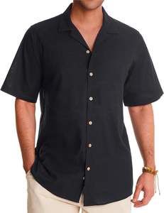 Breathe Easy 2025 Men's Cotton <b>Linen</b> Flannel <b>Shirt</b> <b>Short</b> <b>Sleeve</b> Beach Vacation Style with Maximum Comfort From Pakistan - Product Image 4