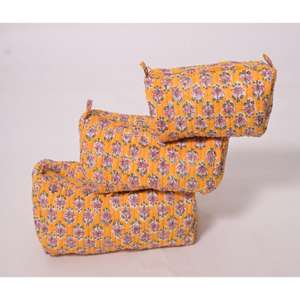 Grande trousse de maquillage portable en coton indien imprimé, imperméable, avec fermeture éclair, pour les cosmétiques - Product Image 4