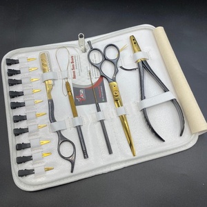 Juego de herramientas de extensión de cabello de oro negro que Incluye alicates de microperlas de silicona multifuncionales, tijeras de corte de cabello, maquinilla de afeitar - Product Image 2