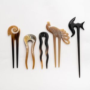 Accessoires de coiffure en corne de buffle polie faite à la main Optimisation de la fourche à cheveux Barrettes Clips Outil de bijouterie Matiss - Product Image 6