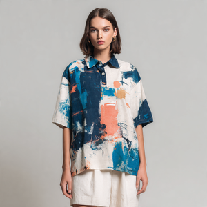 Baggy sublimation polos femmes goutte épaule imprimé Polo t-shirt dames personnalisé sublimation surdimensionné polos femmes - Product Image 2