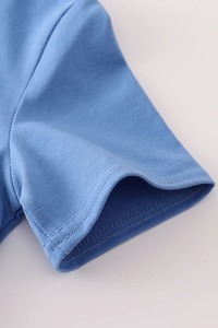 Ensemble pantalon vichy bleu uni avec broderie tracteur amusante tenue de vêtements confortables pour garçons - Product Image 2