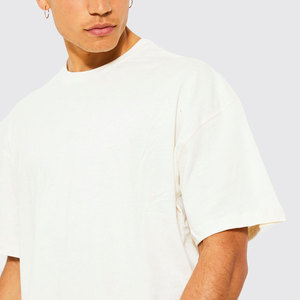 2025 nuevo verano moda personalizada hombres para camiseta con hombros caídos ropa Casual de alta calidad 100% algodón patrón sólido - Product Image 4