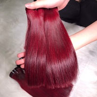 Cheveux Remy 100% naturels vietnamiens bruts, couleur Bourgogne, tissage à la machine, double trame, double tirage, pointes pleines, naturellement plus fins, style européen