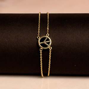 NOVAMART Fine Silverings 925 Sterling <b>Silver</b> <b>Charm</b> <b>Bracelet</b> with Black Onyx & Gold 'Peace Out' Design Wholesale Export - Product Image 3
