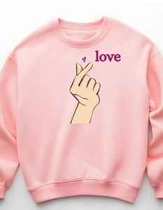 Women's Korean <b>Heart</b> Aesthetic <b>Sweatshirt</b> Cotton Fleece with Polyester for Winter - Product Image 1