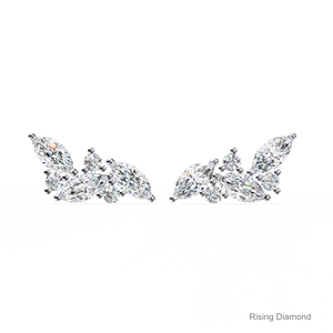 Pendientes de diamantes cultivados en laboratorio de corte redondo y marquesa, regalo de aniversario de oro blanco certificado con diamante CVD - Product Image 1