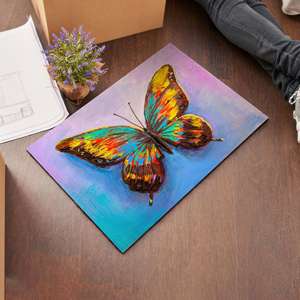 Alfombra con Pintura de Mariposas Coloridas, Alfombra Rosa, Alfombras Abstractas de Mariposas, Alfombra Estampada, Alfombra de Terciopelo de Lujo - Product Image 2