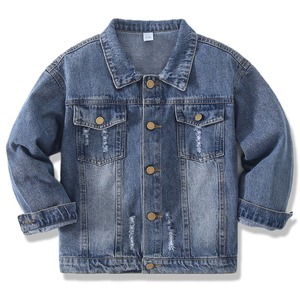 Enfants Denim veste manteau 2022 nouveau automne enfants mode Patch vêtements d'extérieur bébé garçon fille trou jean manteau - Product Image 1