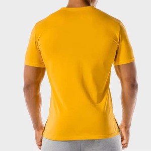 เสื้อยืดลำลองผ้าฝ้าย100% สำหรับผู้ชายเสื้อฟิตเนสแขนสั้นเข้ารูปสีเหลืองเสื้อทรงหลวมพิมพ์ลายตัวอักษรผ้าโพลีเอสเตอร์/ ผ้าฝ้ายถัก - Product Image 2