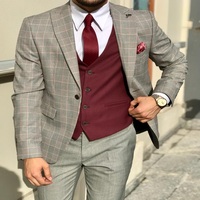 Setelan Jas Pria Ukuran Besar Model Slim Fit Double Breasted Lipit Tiga Potong Kasual Bisnis Musim Panas 100% Wol