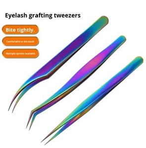 Pinces à cils professionnelles colorées en gros, pinces à cils courbées en acier inoxydable pour tester les extensions de cils - Product Image 5