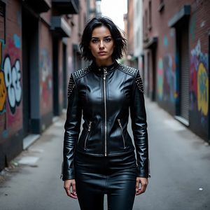 Vestes en cuir à la mode pour femmes Manteau en cuir rembourré à col montant et à manches longues Streetwear pour femmes Veste en cuir PU pour femmes - Product Image 4