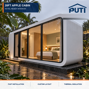 Cabaña Moderna Tipo Apple Pod de 20 pies junto al Agua con Fachada de Vidrio Completa para Hoteles en Marinas y Resorts en Islas - Product Image 1