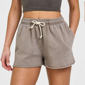 Pantalones Cortos Casuales de Algodón Francés 100% del Fabricante, Cintura Elástica, Transpirables, para Mujer - Product Image 5