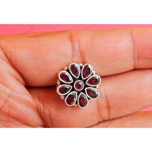 925 boucles d'oreilles en argent Sterling goujons faits à la main brun grenat fleur bijoux de mariage or naturel grenat élégant boucles d'oreilles - Product Image 4