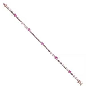 Bracelet de mariage minimaliste avec saphir rose coeur et diamant taillé Cadeau en or rose 18 carats - Product Image 3