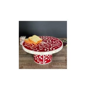 Luxury Decorative Bone Inlay and Wood <b>Cake</b> Stand with <b>Glass</b> <b>Dome</b> Tabletop Centerpiece <b>Cake</b> Stand with Sale - Product Image 2