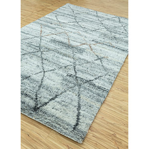 Alfombra Zuri Azul de Viscosa y Poliéster Anudada a Mano con Patrón Geométrico y Abstracto para el Hogar, Pasillo y Sala de Estar, Modelo PKPL-07 - Product Image 2