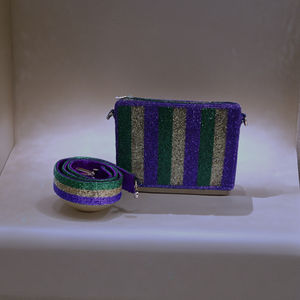 Stylish Multicolor <b>Beaded</b> Crossbody Bag Zipper Fashionable Square Geometric Pattern <b>Directly</b> Indian Supplier for College Girls - Product Image 4