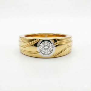 Bague pour homme en moissanite taille brillant, couleur incolore (D-E), taille excellente/brillant, sertie à griffes, plaquée rhodium, en argent sterling - Product Image 1