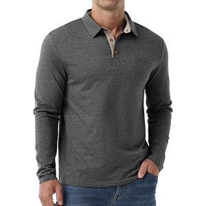Camiseta con cuello levantado para hombre, camisa abotonada, Polos, Camisetas cómodas de manga larga para hombre, subidas por Dress Sports - Product Image 1