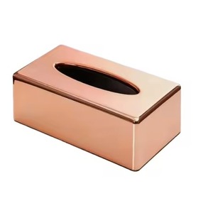 Caja de pañuelos de metal con diseño acanalado, acabado dorado, hecho a mano, soporte para servilletas, soporte para papel de oficina para mesa - Product Image 5