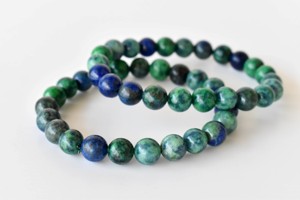 High Quality Azurite Malachite 8mm Round <b>Beaded</b> <b>Bracelet</b> Lovers Pattern Classic Style for Meditation Tibetan Buddhism Occasions - Product Image 2