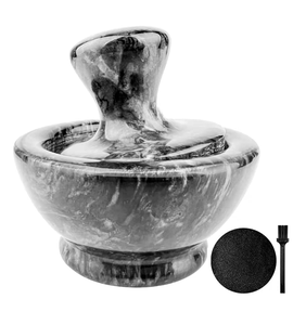 Vente en gros de mortier et pilon en marbre gris avec finition polie, parfait pour broyer les épices - Product Image 5