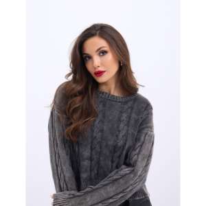 Suéter Tejido con Trenzas 43331 - Estilo Casual en Negro para la Temporada de Otoño - Product Image 4