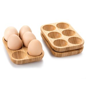 Eco-Friendly Wood Egg Rack 6 Slot Handmade Top Selling Kitchen Accessories Acacia Wooden Egg Holder - Product Image 3