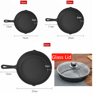실용적인 인기 상품 액체 질화 처리된 녹 방지 주철 프라이팬 베이킹 팬 요리용 프라이팬 투명 유리 뚜껑 포함 - Product Image 6